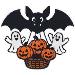 bat, ghosts and pumpkins for halloween in a basket - cross stitch pattern pdf - instant download