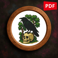 black crow for halloween - cross stitch pattern pdf - instant download