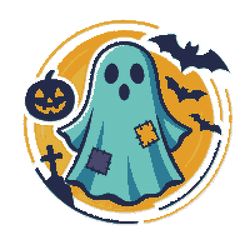blue ghost for halloween - cross stitch pattern pdf - instant download