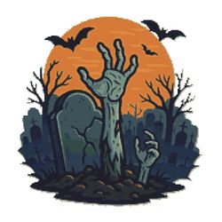 bony hands reach out from the ground - halloween - cross stitch pattern pdf - instant download