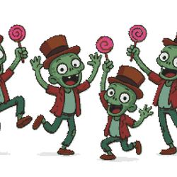 celebrating halloween with green monsters - cross stitch pattern pdf - instant download