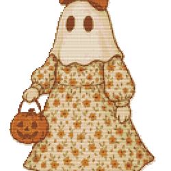 dressed up ghost for halloween- cross stitch pattern pdf - instant download