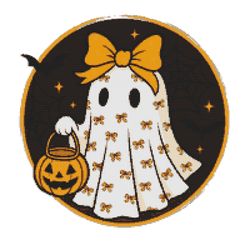 white dressed up ghost for halloween - cross stitch pattern pdf - instant download