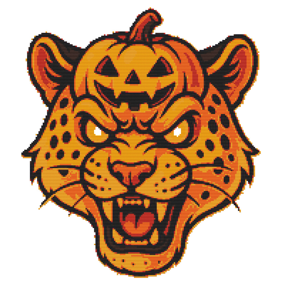 Evil Lynx For Halloween Cross Stitch Pattern PDF Instant Download 0