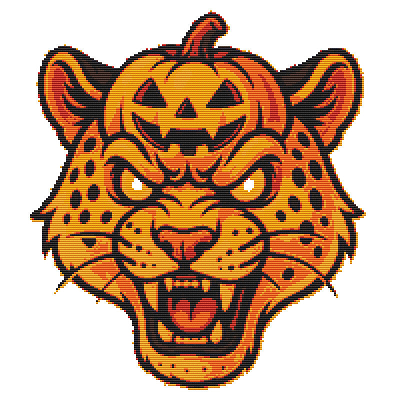 Evil Lynx For Halloween Cross Stitch Pattern PDF Instant Download 0