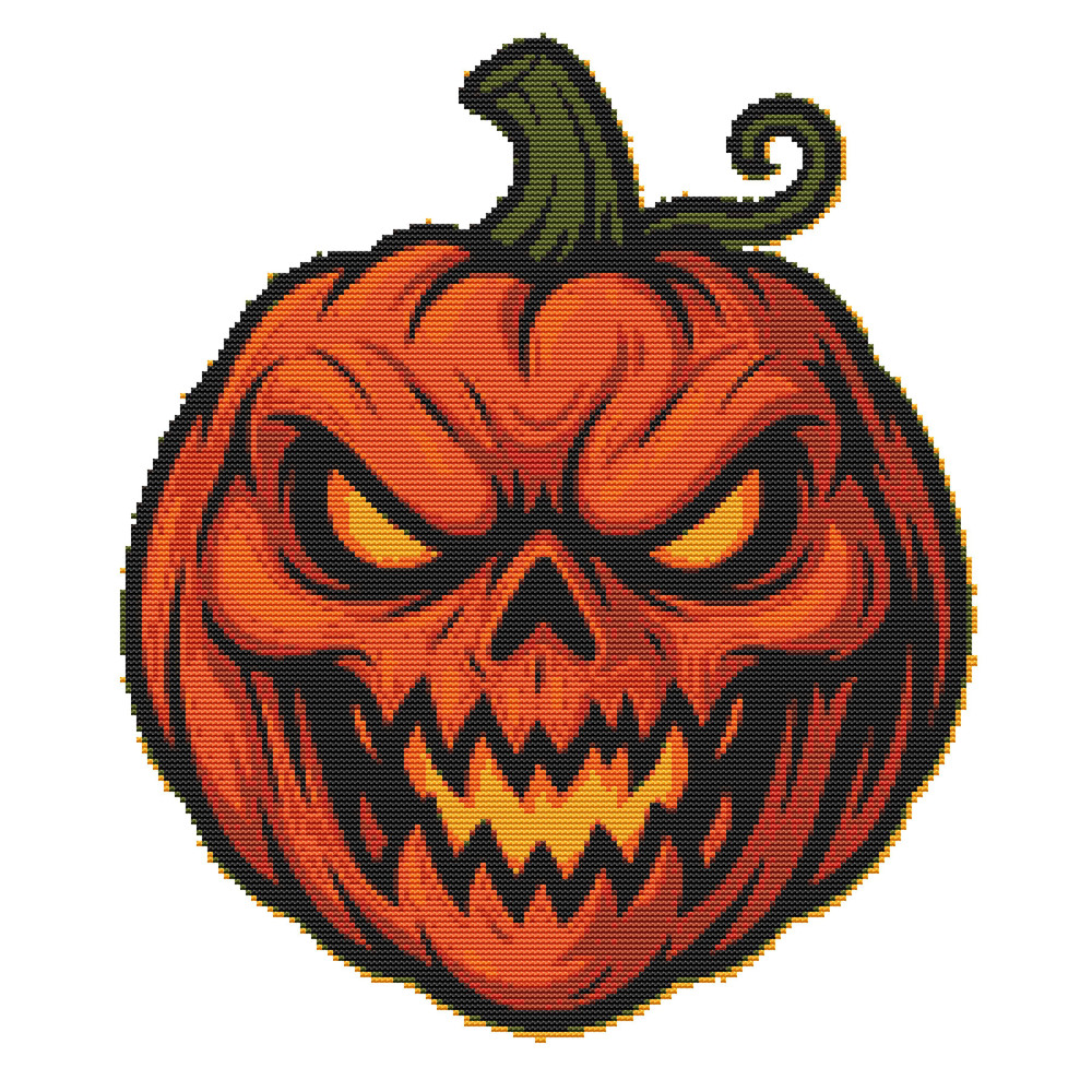 Evil Pumpkin For Halloween  Cross Stitch Pattern PDF  Instant Download 0