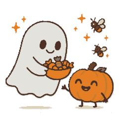 ghost treats pumpkin with candy on halloween - cross stitch pattern pdf - instant download