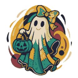 ghost with a bow for halloween - cross stitch pattern pdf - instant download