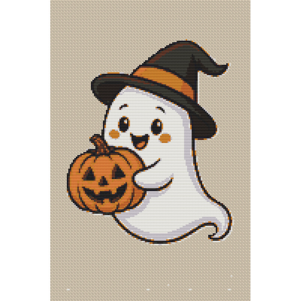 Ghost With Pumpkin For Halloween  Cross Stitch Pattern PDF  Instant Download 0