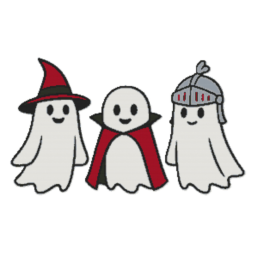 Ghosts Gather For Halloween  Cross Stitch Pattern PDF  Instant Download 0