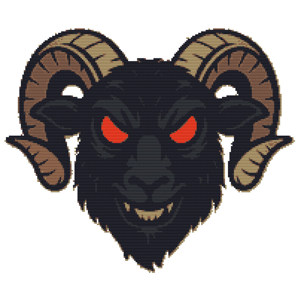 Goat Face For Halloween  Cross Stitch Pattern PDF  Instant Download 0