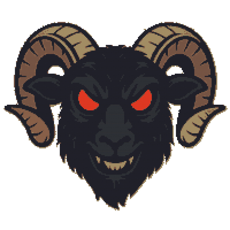 Goat Face For Halloween  Cross Stitch Pattern PDF  Instant Download 0