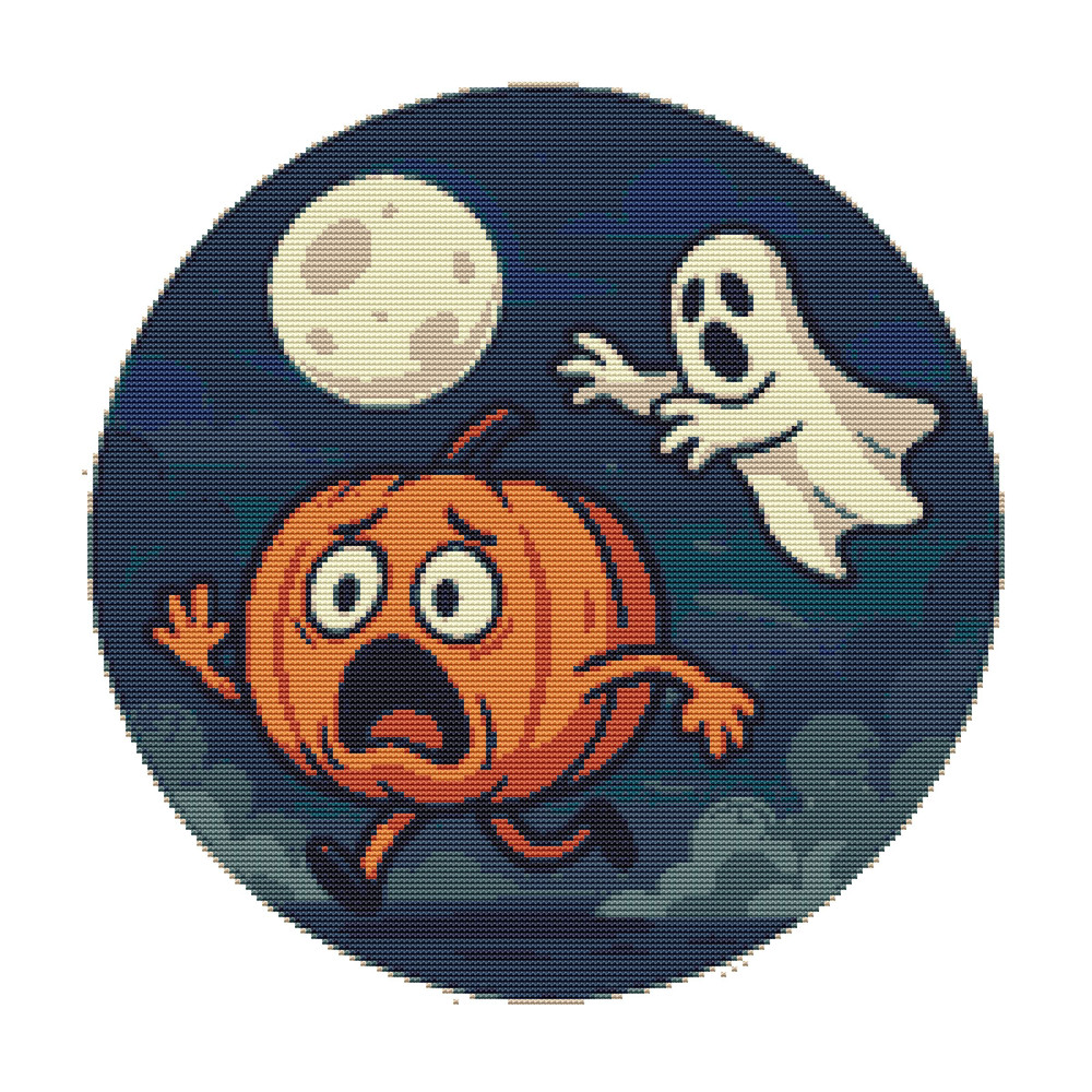 Halloween  Pumpkin And Ghost  Cross Stitch Pattern PDF  Instant Download 0