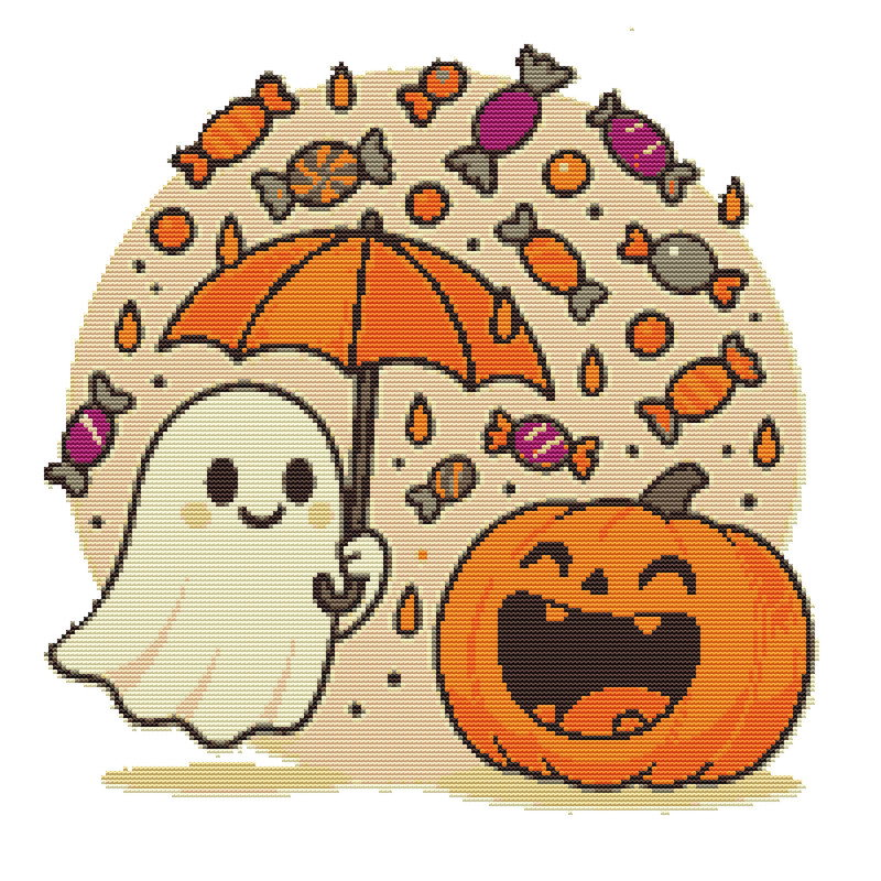 Halloween Candy Rain Cross Stitch Pattern PDF Instant Download 0