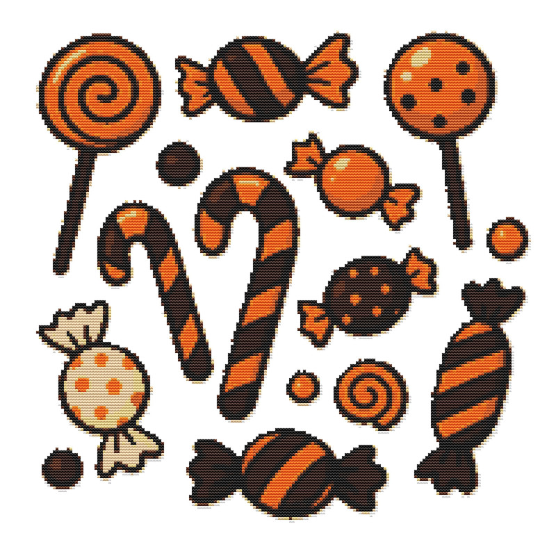 Halloween Candy Cross Stitch Pattern PDF Instant Download 0
