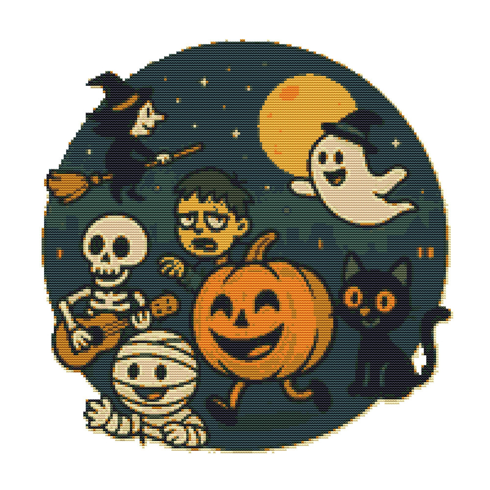 Halloween Characters Cross Stitch Pattern PDF Instant Download 0