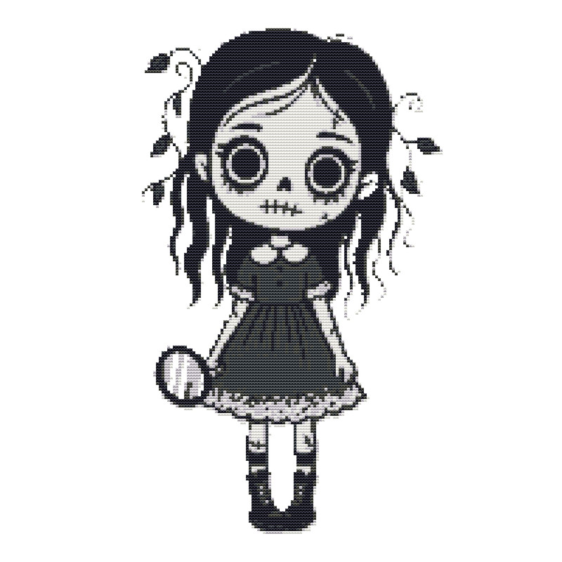 Halloween Girl Cross Stitch Pattern PDF Instant Download 0