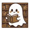 Halloween Library Ghost Cross Stitch Pattern PDF Instant Download 0
