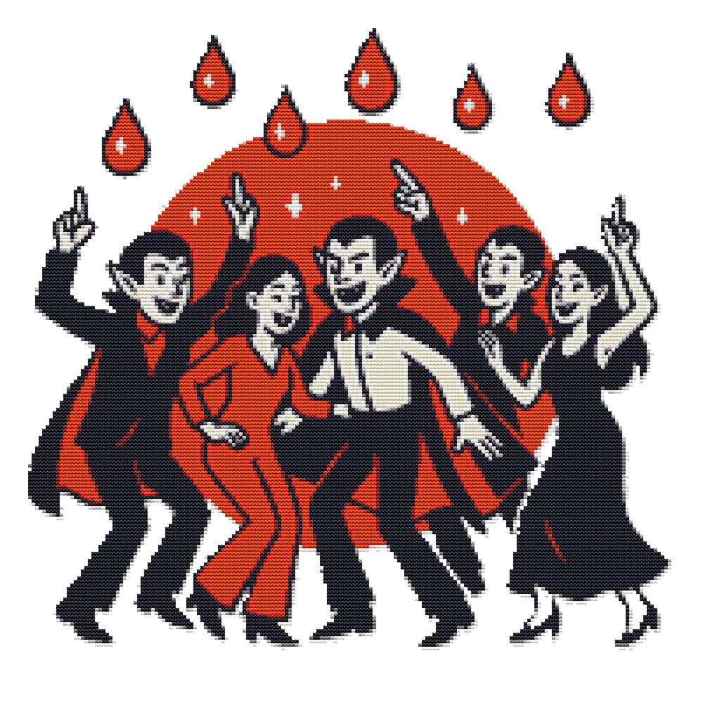 Halloween Party Cross Stitch Pattern PDF Instant Download 0