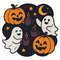 Pumpkins And Ghosts Drink Tea On Halloween Cross Stitch Pattern PDF Instant Download 0