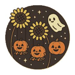 pumpkins on a swing with sunflowers for halloween - cross stitch pattern pdf - instant download