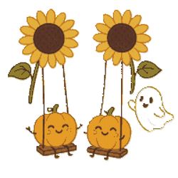 pumpkins ride on swings for halloween - cross stitch pattern pdf - instant download
