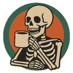 skeleton drinking tea on halloween - cross stitch pattern pdf - instant download