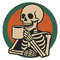 Skeleton Drinking Tea On Halloween Cross Stitch Pattern PDF Instant Download 0