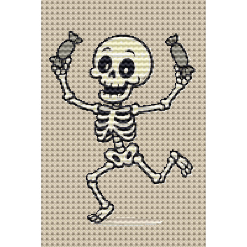 Skeleton With Halloween Candy Cross Stitch Pattern PDF Instant Download 0
