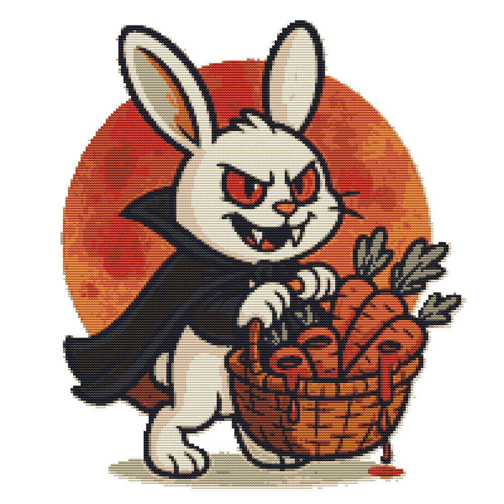 Vampire Bunny For Halloween  Cross Stitch Pattern PDF  Instant Download 0