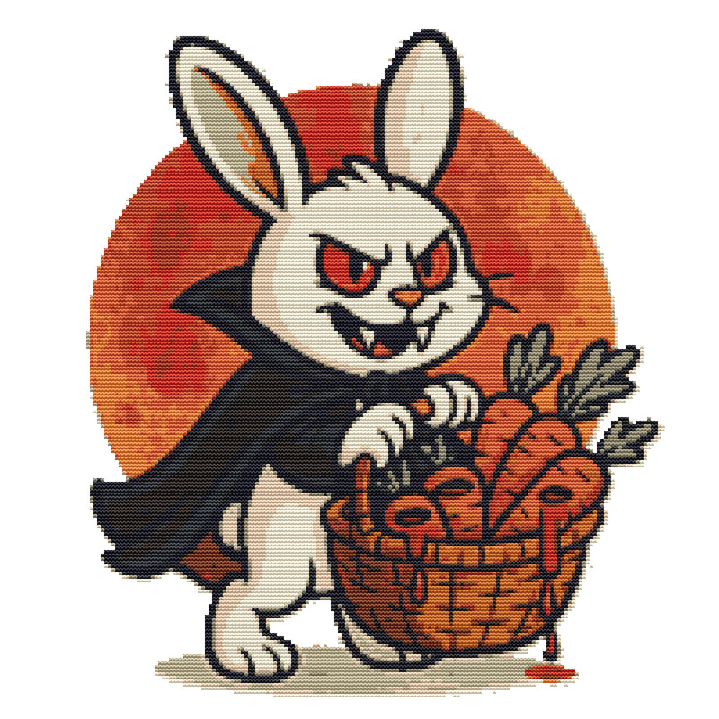 Vampire Bunny For Halloween  Cross Stitch Pattern PDF  Instant Download 0