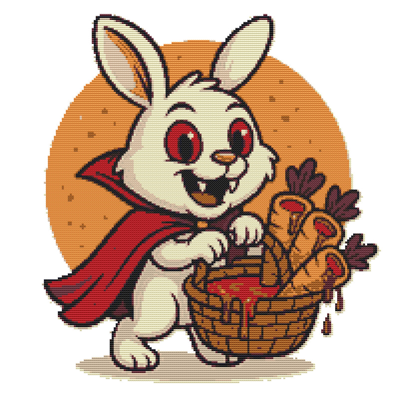 Vampire Bunny With Carrot For Halloween  Cross Stitch Pattern PDF  Instant Download 0
