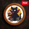 Vampire Cat Drinks Blood On Halloween Cross Stitch Pattern PDF Instant Download 0