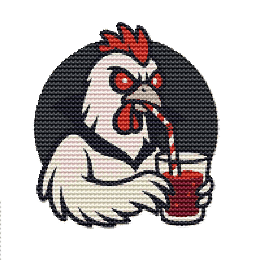 Vampire Chicken With Red Eyes For Halloween  Cross Stitch Pattern PDF  Instant Download 0