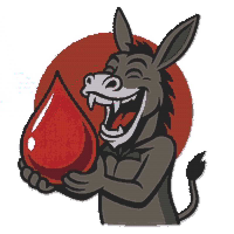 Vampire Pony With A Big Drop Of Blood For Halloween Cross Stitch Pattern PDF Instant Download 0