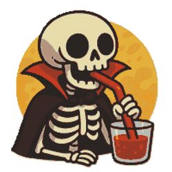vampire skeleton drinks blood on halloween - cross stitch pattern pdf - instant download