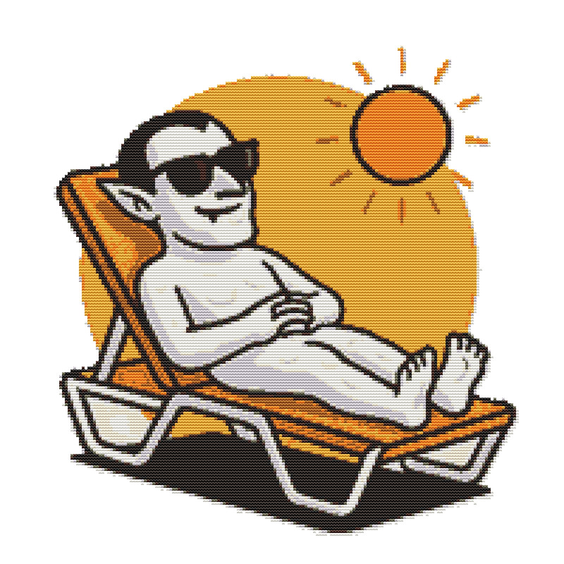 Vampire Sunbathes On Halloween  Cross Stitch Pattern PDF  Instant Download 0