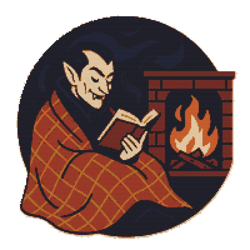 Vampire With A Book For Halloween  Cross Stitch Pattern PDF  Instant Download 0