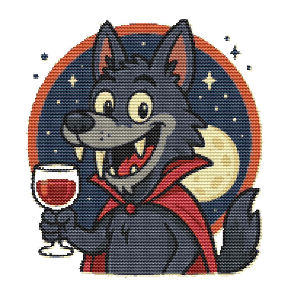 Vampire Wolf Against The Moon For Halloween  Cross Stitch Pattern PDF  Instant Download 0