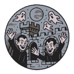 vampires in the tower on halloween - cross stitch pattern pdf - instant download