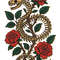 The Snakes Skeleton Is Wrapped Around The Roses Cross Stitch Pattern PDF Instant Download 0