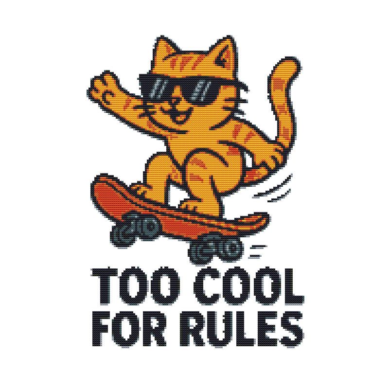 Too Cool For Rules  Cross Stitch Pattern PDF  Instant Download 0