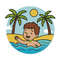 A Boy Swims In The Water Against The Backdrop Of Palm Trees Cross Stitch Pattern PDF Instant Down 0