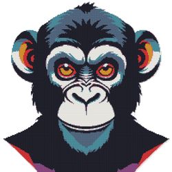 black monkey face - cross stitch pattern pdf - instant download