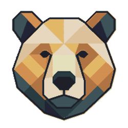 colorful bear face in the form of geometric shapes - cross stitch pattern pdf - instant download