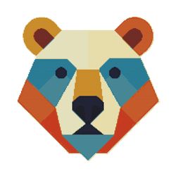 colourful bear face - cross stitch pattern pdf - instant download