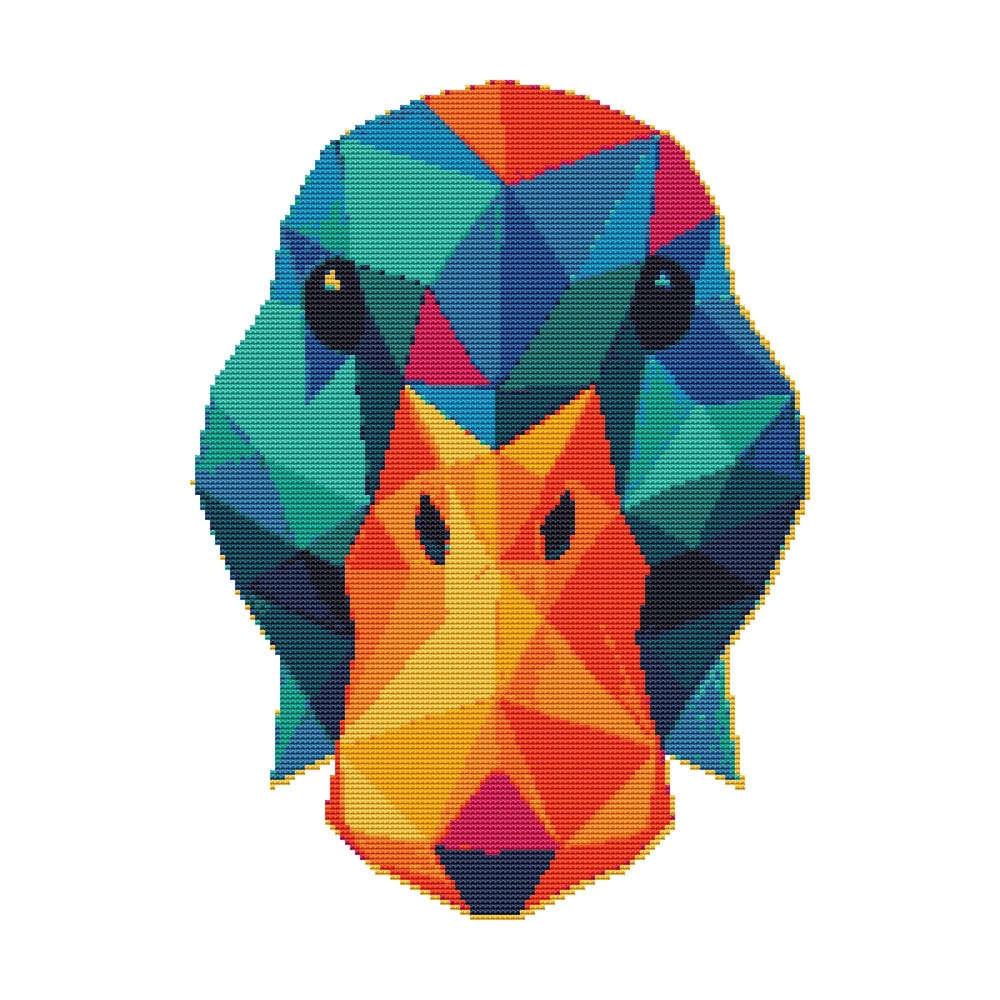 Duck Face With Colorful Geometric Lines Cross Stitch Pattern PDF Instant Download 0