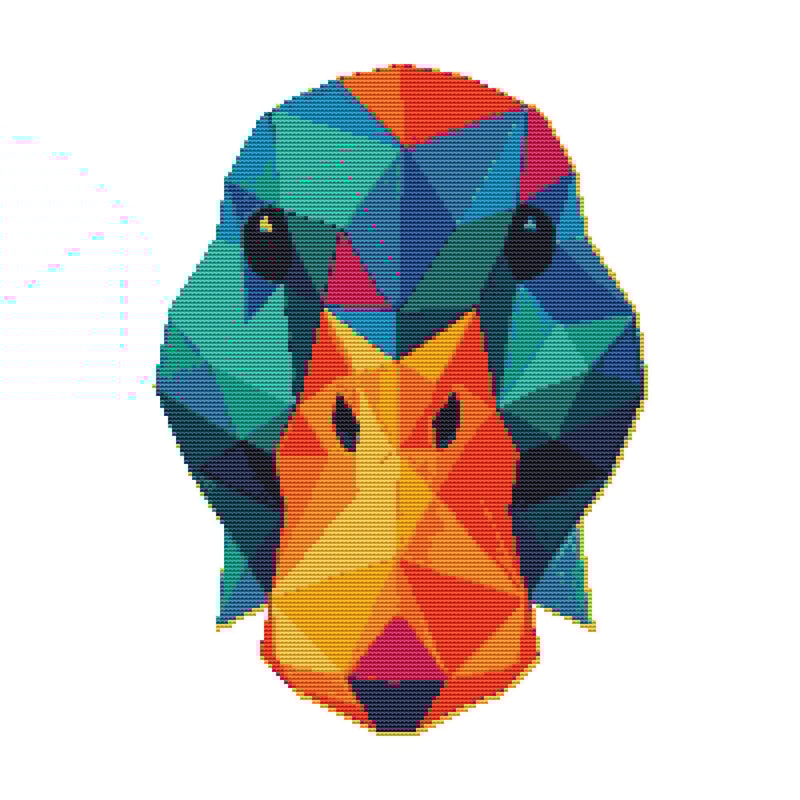 Duck Face With Colorful Geometric Lines Cross Stitch Pattern PDF Instant Download 0