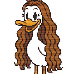 fashionable duck with beautiful curly hair - cross stitch pattern pdf - instant download