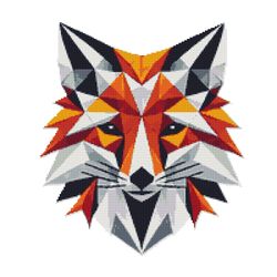 fox face with geometric pattern - cross stitch pattern pdf - instant download
